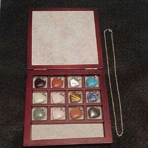 Silver Heart Pendant Necklace Set with Chain